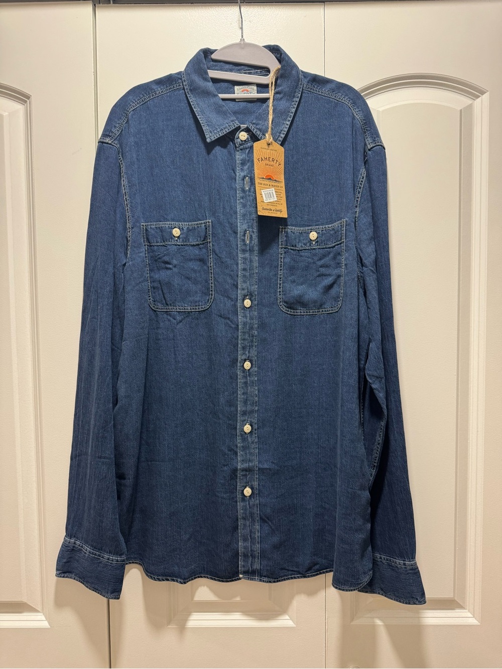 Faherty Men's Indigo Blue Denim Button-Down Shirt
